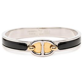 Pulseira Mini Enamel Clic Chaine d Ancre preta Hermès PM Preto