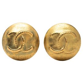 Orecchini a cerchio Chanel CC placcati oro D'oro
