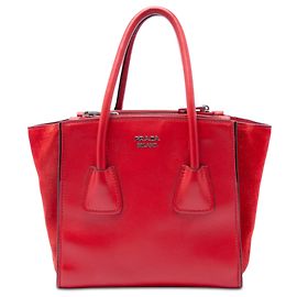 Bolsa de mão Prada Small Glace Calf Twin Pocket vermelha Vermelho