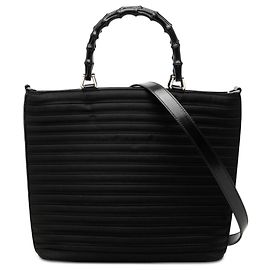 Borsa Satchel Gucci in nylon nero con bambù Nero