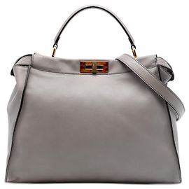 Bolsa Fendi Large Peekaboo em couro de bezerro cinza Cinza