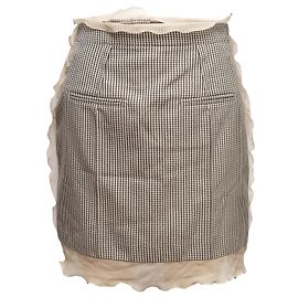 Beige & Black Fendi Virgin Wool & Silk Check Mini Skirt Size IT 40 Beige