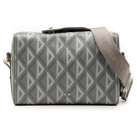 Grey Dior CD Diamond Coated Canvas Lingot 22 Bag Grey