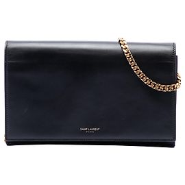 Mini bolsa tiracolo Paris em couro de vitelo liso preto Saint Laurent com corrente Preto
