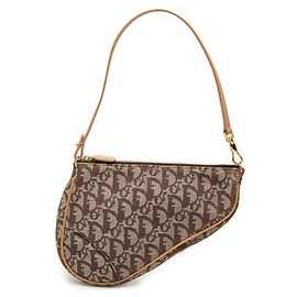 Bolsa de ombro Mini Diorissimo em canvas Saddle marrom Dior Marrom