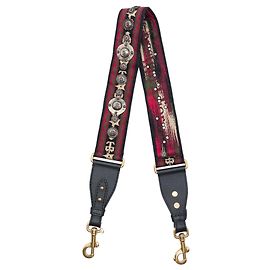 Alça de bolsa em lona bordada e com tachas vermelha Dior Vermelho