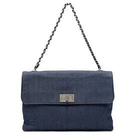Bolsa de ombro Chanel Chocolate Bar Denim Reissue 2.55 Flap Azul Azul