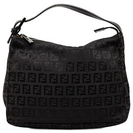 Schwarze Fendi Zucchino Canvas Handtasche Schwarz
