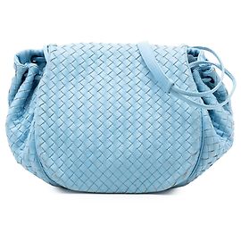 Bolsa transversal de aba Bottega Veneta em nappa Intrecciato azul Azul