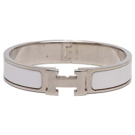 Bracciale Hermès Narrow Enamel Clic H Argento GM Argento