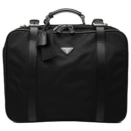Valigia Prada Tessuto con bordatura in Saffiano nera Nero