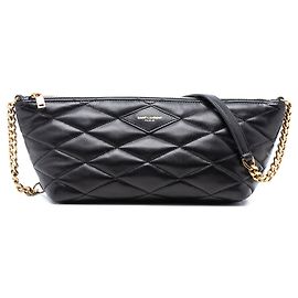 Black Saint Laurent Mini Quilted Lambskin Sade Shoulder Bag Black