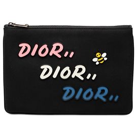Black Dior Kaws Bee Nylon Pouch Black