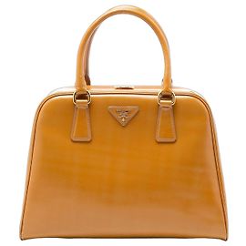 Bolsa Prada Saffiano Vernice Pyramid Frame marrom Marrom
