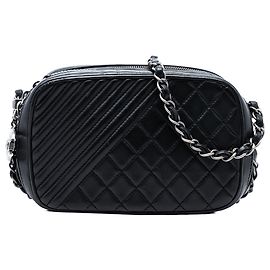 Bolsa de câmera Chanel Mini Quilted Lambskin Coco Boy preta Preto