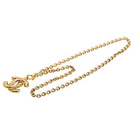 Collier pendentif matelassé Chanel CC plaqué or Doré