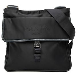 Borsa a tracolla Black Prada Saffiano Trimmed Tessuto Zip Top Nero
