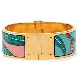 Gold Hermès Wide Savana Dance Charniere Hinged Bracelet Golden