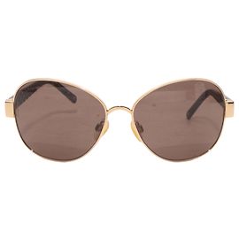 Óculos de sol Chanel Oversized em metal dourado Dourado