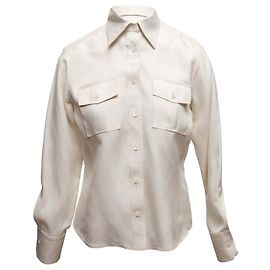 Top de seda blanco de manga larga con botones Gucci Talla IT 38 Blanco