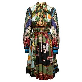 Multicolor Dolce & Gabbana Spring/Sumer 2020 Silk Fruit & Funghi Dress Size IT 38 Multiple colors