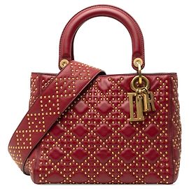 Bolso Lady Dior Medium de piel de cordero cannage rojo Roja