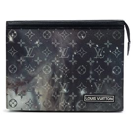 Black Louis Vuitton Monogram Galaxy Pochette Voyage MM Clutch Bag Black