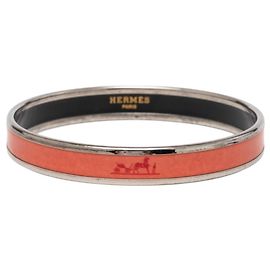 Bracelet émaillé étroit Orange Hermès Narrow Caleche 65 Orange