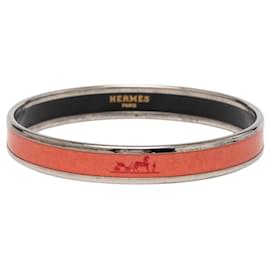 Orange Hermès Narrow Caleche Enamel Bracelet 65 Orange