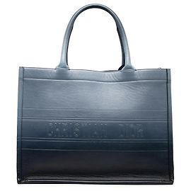 Book Tote en cuir bleu avec embossage Ombre Dior, taille Medium Bleu