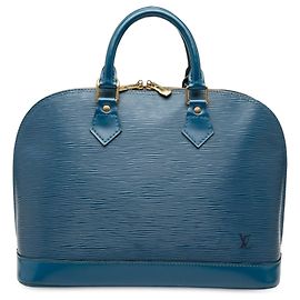 Blue Louis Vuitton Epi Alma PM Handbag Blue
