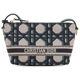 Blue Dior DiorTravel Technical Fabric Macrocannage Nomad Pouch Handbag Blue