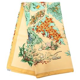 Lenço de seda Hermès Pythagore 90 amarelo Amarelo