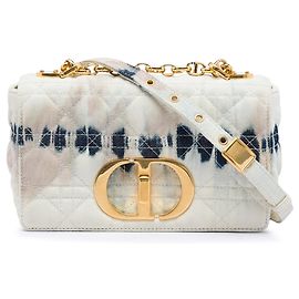 Piccola borsa a tracolla Dior Small Tie Dye Denim Caro bianca Bianco