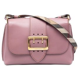 Pequena bolsa transversal Burberry em couro rosa com fivela Medley Rosa