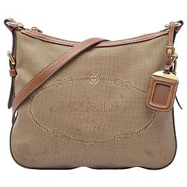 Bolso bandolera Prada de lona Canapa beige con logotipo Beige