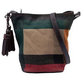 Bolsa bucket Ashby em canvas Mini Mega Check marrom Burberry com tassel Marrom