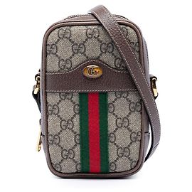 Bolsa transversal Gucci GG Supreme Web Ophidia Double Zip Bege Bege