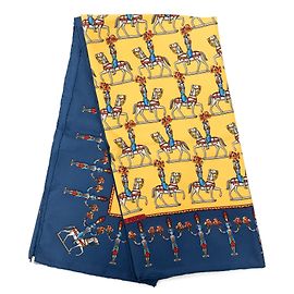 Sciarpa in seta Hermès Les Artificiers 90 blu Blu