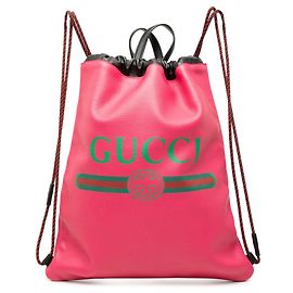 Mochila de couro rosa com logotipo Gucci e cordão Rosa