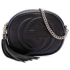 Bolsa transversal Soho em couro de bezerro granulado preto com corrente Gucci Preto