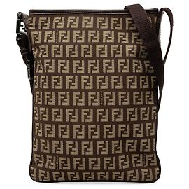 Bolsa transversal Fendi Zucchino em canvas marrom Marrom
