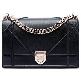 Borsa a tracolla Diorama in pelle di vitello nera Dior Medium Nero