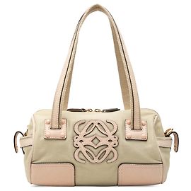 Bolsa satchel LOEWE Mini Canvas Anagram Barrel Bag bege Bege