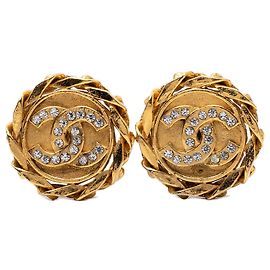 Orecchini a clip Chanel CC placcati oro e strass D'oro