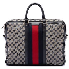 Gucci GG Canvas Web Aktentasche Beige Beige