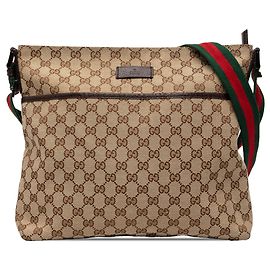 Borsa a tracolla Gucci GG Canvas Web beige Beige