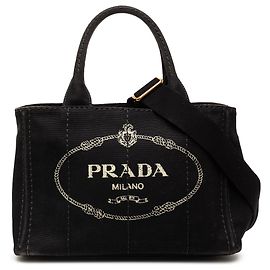 Black Prada Small Canvas Canapa Logo Satchel Black