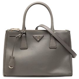 Bolsa satchel Prada Medium Saffiano Lux Galleria Double Zip cinza Cinza