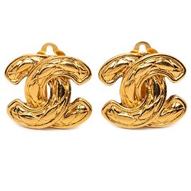 Chanel CC gesteppte Clip-Ohrringe vergoldet Golden